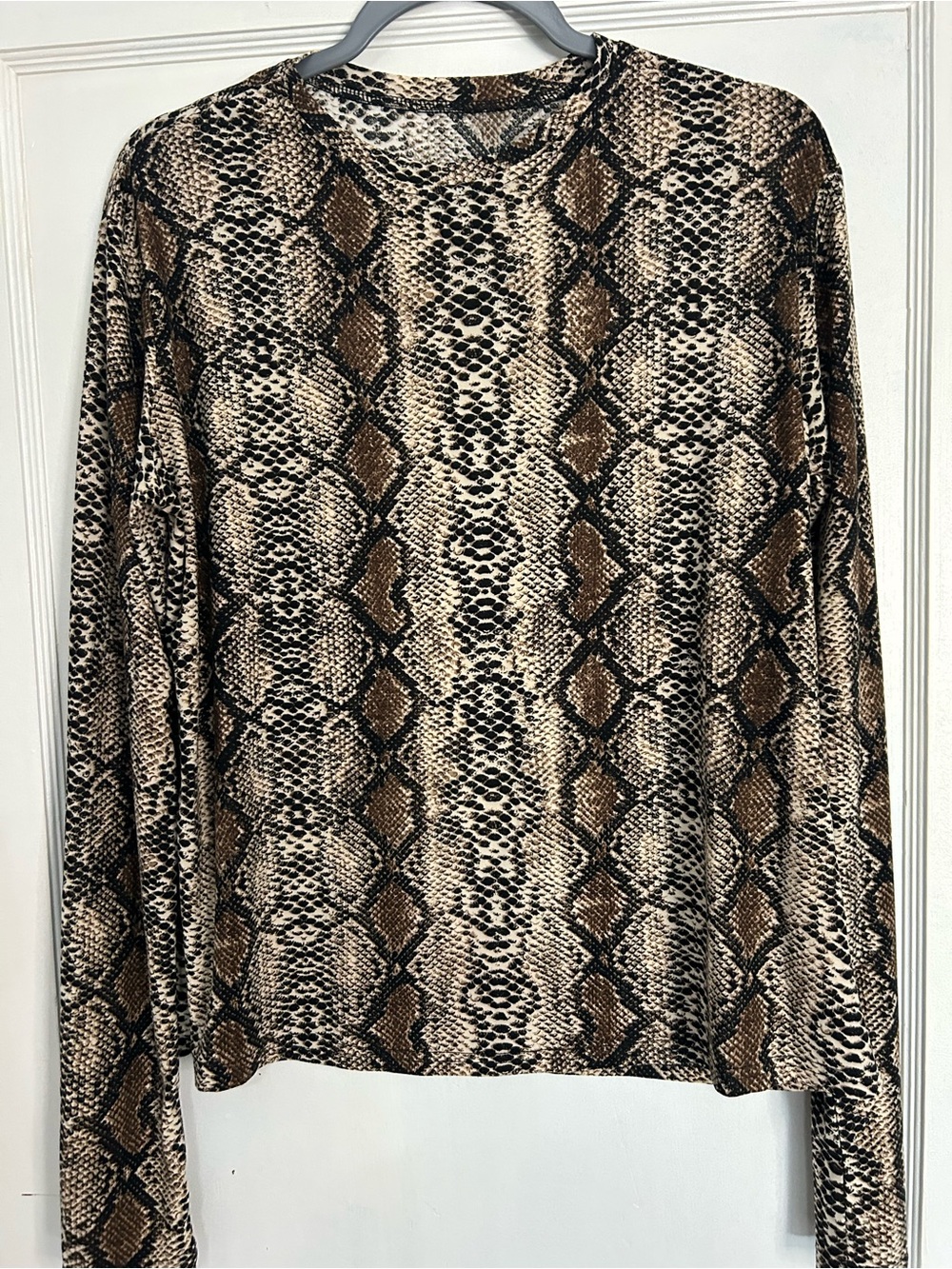 SHEIN Brown Snake-Print Long Sleeve Top NWOT